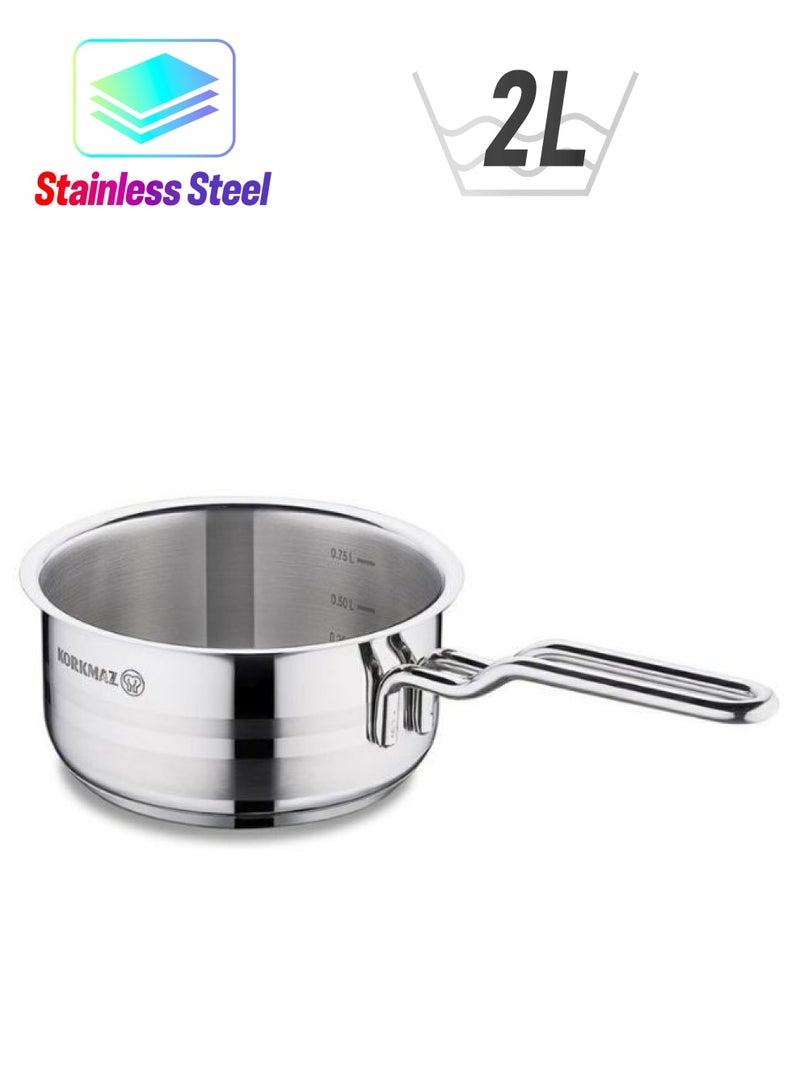 Korkmaz Astra Casserole with Lid, 1.8 Liter Capacity Silver 16X9cm