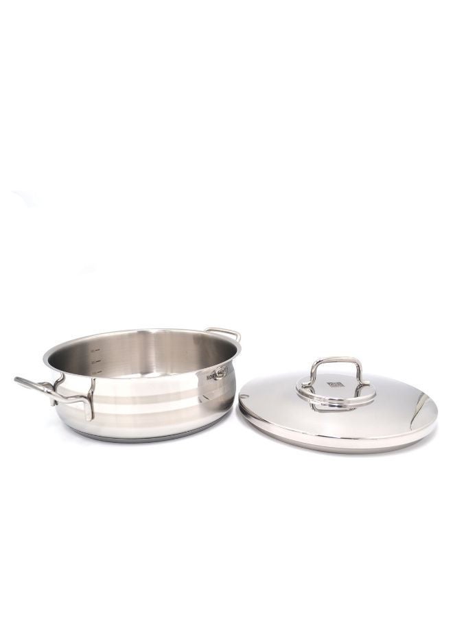 Korkmaz Astra2 Low Casserole, 3.5 Ltr Stainless Steel 24X8 Cmcm