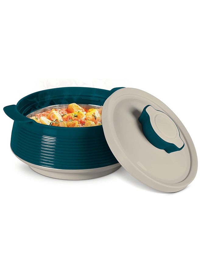 3-Piece Casserole Set (850ml, 1.35L, 1.85L) Double-Walled Hotpot with PU Insulation & Stainless Steel Inner, Keeps Food Hot/Cold, Perfect for Serving Chapati, Roti & Mandi - Venice Reg Marble Green 1.85Liters