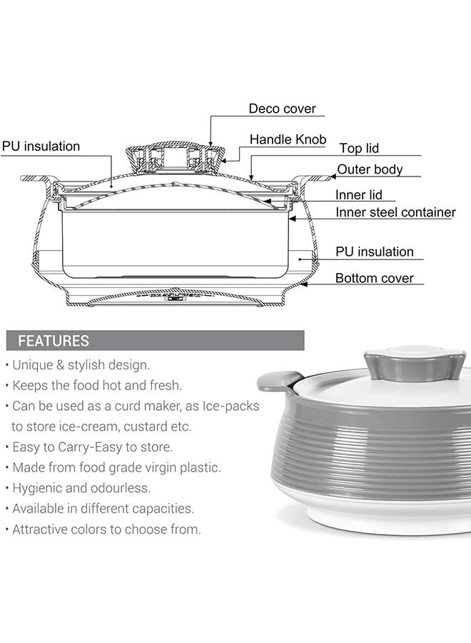 3-Piece Casserole Set (850ml, 1.35L, 1.85L) Double-Walled Hotpot with PU Insulation & Stainless Steel Inner, Keeps Food Hot/Cold, Perfect for Serving Chapati, Roti & Mandi - Venice Reg Marble Green 1.85Liters