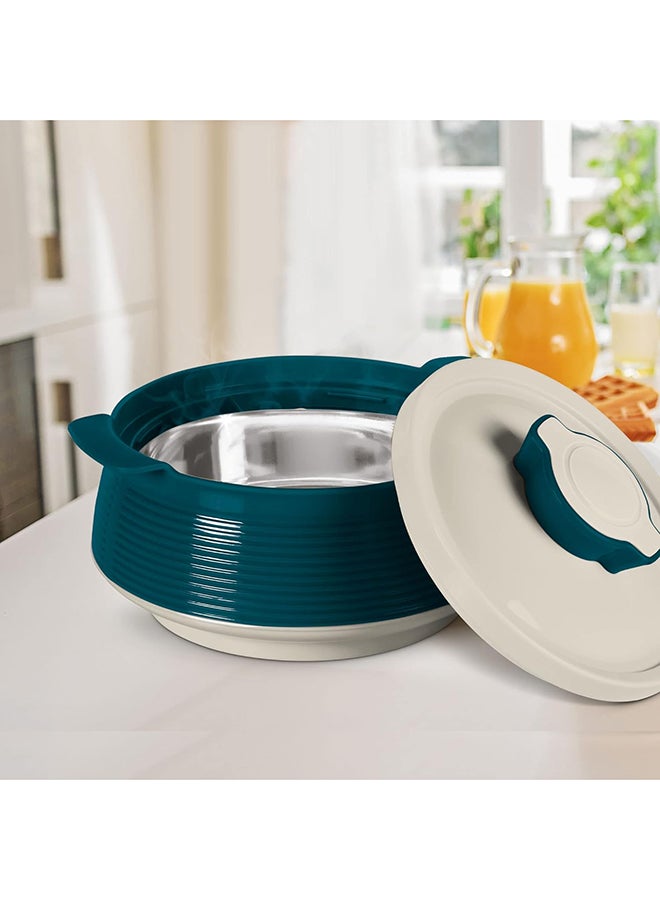 3-Piece Casserole Set (850ml, 1.35L, 1.85L) Double-Walled Hotpot with PU Insulation & Stainless Steel Inner, Keeps Food Hot/Cold, Perfect for Serving Chapati, Roti & Mandi - Venice Reg Marble Green 1.85Liters