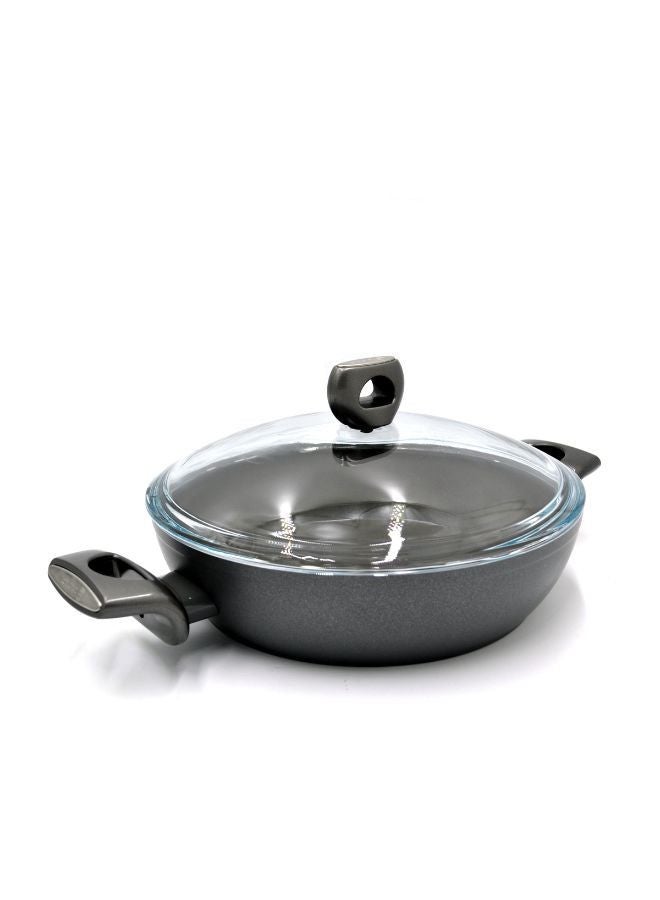 Korkmaz Nora Ceramic Low Casserole | Non Stick Stock Pot Grey