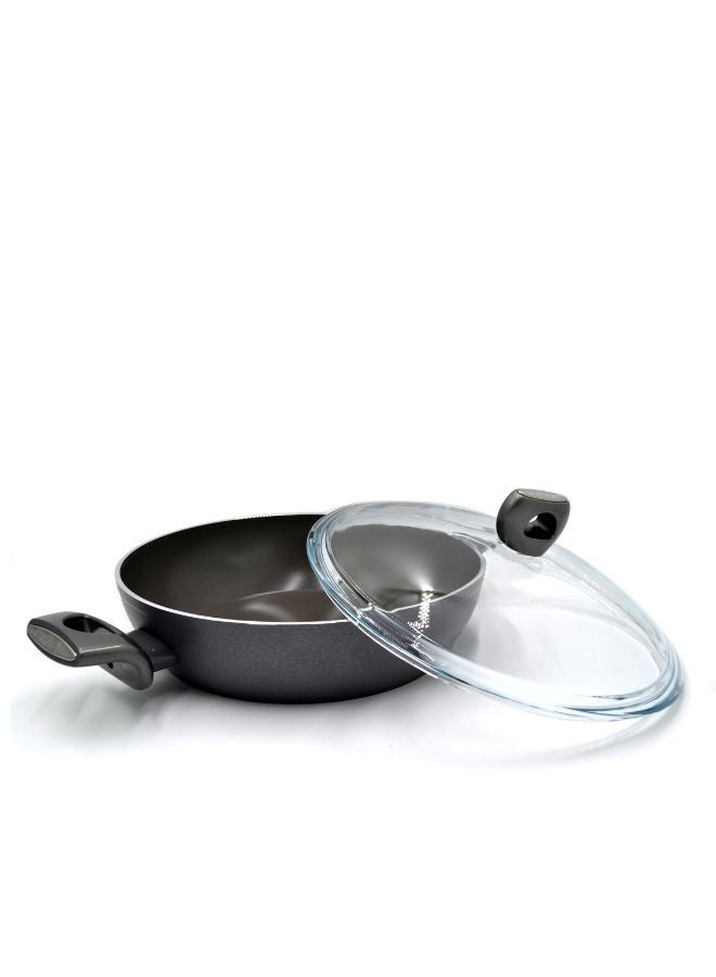 Korkmaz Nora Ceramic Low Casserole | Non Stick Stock Pot Grey