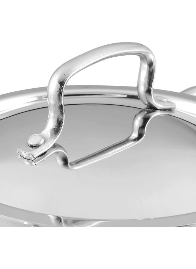 VINOD PLATINUM TRIPLY STAINLESS STEEL EXTRA DEEP KADAI/KADHAI WITH STAINLESS STEEL LID - 3.2 LITERS (24 CM), VTK024, COOKING POT, FRYPAN, CASSEROLE