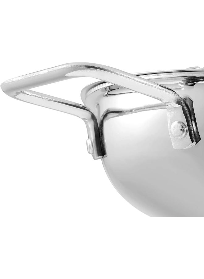 VINOD PLATINUM TRIPLY STAINLESS STEEL EXTRA DEEP KADAI/KADHAI WITH STAINLESS STEEL LID - 3.2 LITERS (24 CM), VTK024, COOKING POT, FRYPAN, CASSEROLE