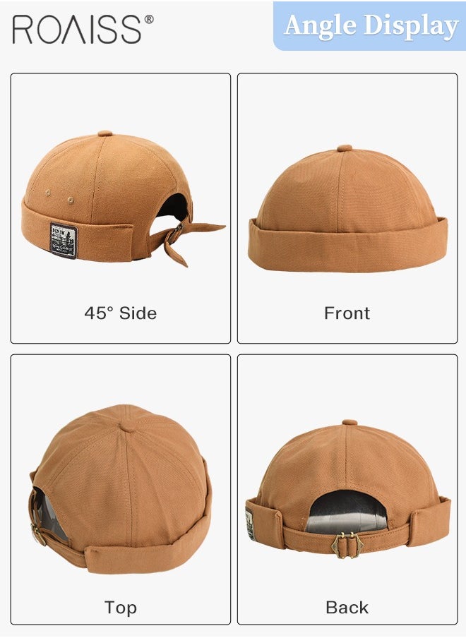 2 Pcs Adult Brimless Hat, Hip Hop Hat Adjustable Doceker Cap Roll Cuff Retro Brimless Soft Beanie Sailor Hat for Men Women