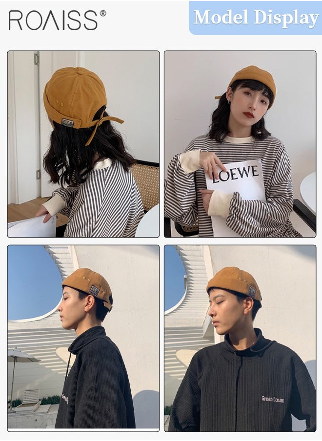2 Pcs Adult Brimless Hat, Hip Hop Hat Adjustable Doceker Cap Roll Cuff Retro Brimless Soft Beanie Sailor Hat for Men Women