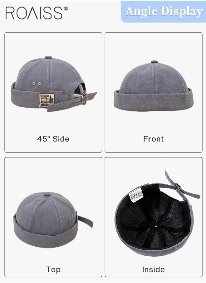 2 Pcs Adult Brimless Hat, Hip Hop Hat Adjustable Doceker Cap Roll Cuff Retro Brimless Soft Beanie Sailor Hat for Men Women