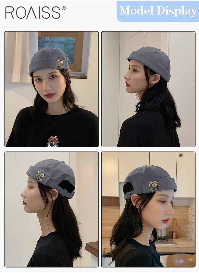 2 Pcs Adult Brimless Hat, Hip Hop Hat Adjustable Doceker Cap Roll Cuff Retro Brimless Soft Beanie Sailor Hat for Men Women