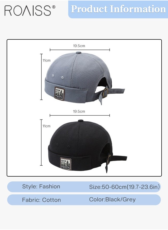 2 Pcs Adult Brimless Hat, Hip Hop Hat Adjustable Doceker Cap Roll Cuff Retro Brimless Soft Beanie Sailor Hat for Men Women