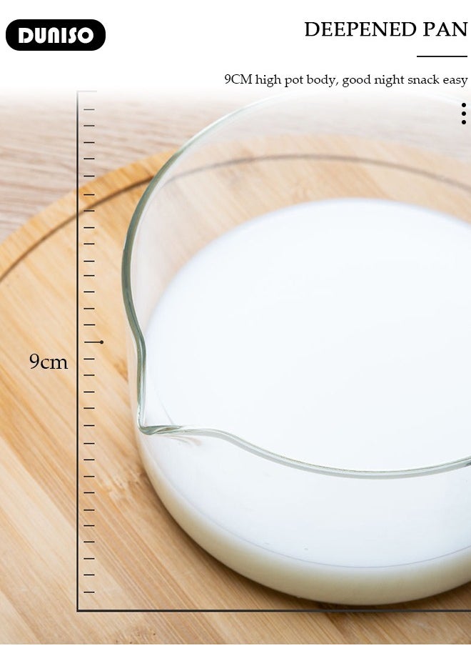 Glass Pot for Cooking on Stove Kitchen Glass Cookware Clear Cooking Pot with Lid Handle,Simmer Saucepan Resistant Safe for Pasta Noodle Soup Milk Baby Food