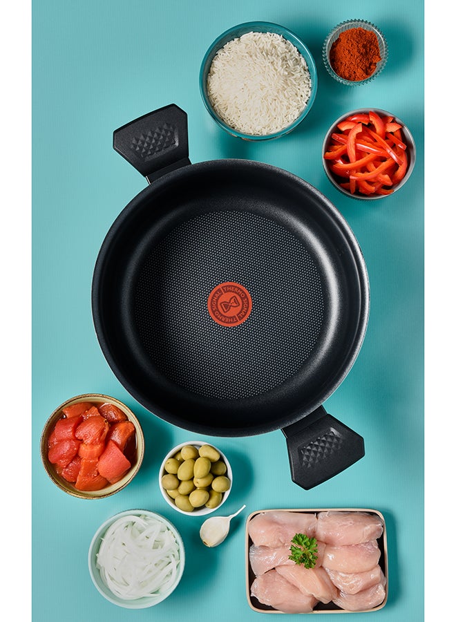 TEFAL EASY COOK AND CLEAN | Stewpot 24 cm | easy clean | non stick coating | thermo signal | heat indicator | diffusion base | healthy | safe cookware | Made in France | 2 Years Warranty | B5544602 Black Coffee Ultra