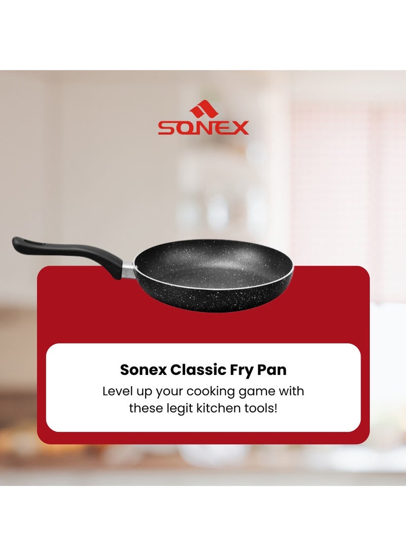 Sonex Non Stick Classic Frying Pan in Black, Dia 28, Capacity 2.5 Ltr,Depth 4.5 cm, Never Stick Granite Coating With Heat Resistant Handle,Ideal For Quick Frying And Sauteing,PFOA Free Healthy Cooking