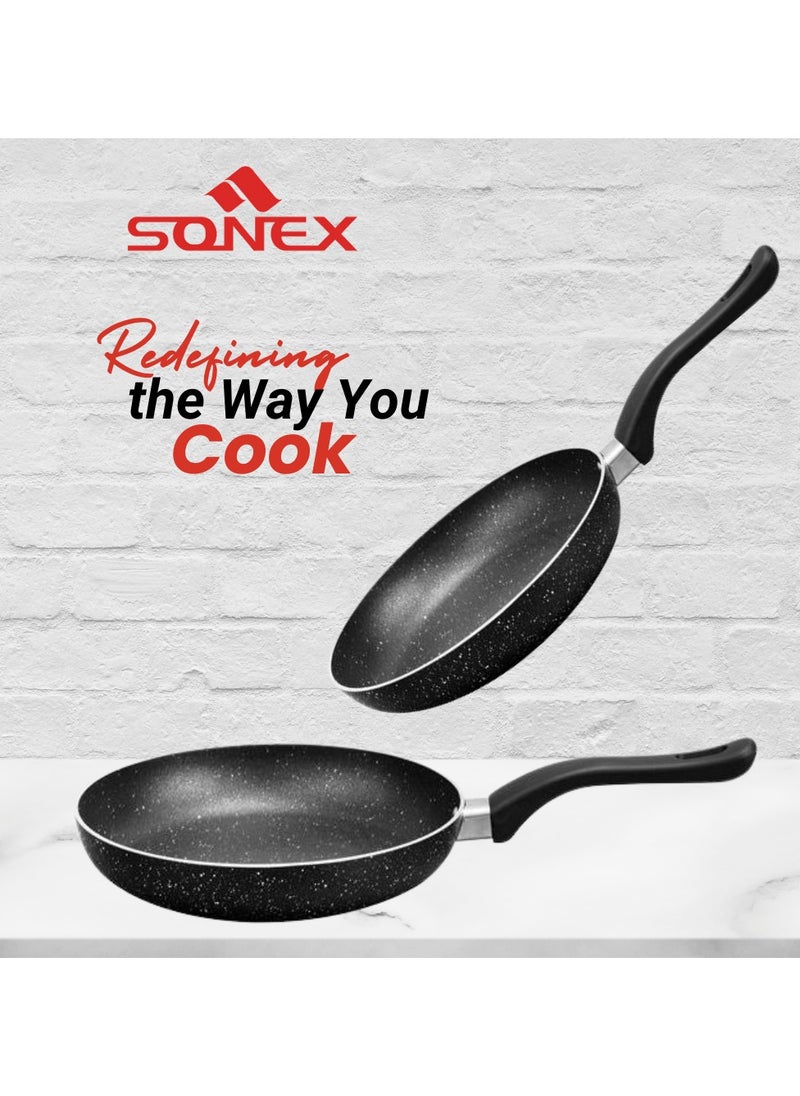 Sonex Non Stick Classic Frying Pan in Black, Dia 28, Capacity 2.5 Ltr,Depth 4.5 cm, Never Stick Granite Coating With Heat Resistant Handle,Ideal For Quick Frying And Sauteing,PFOA Free Healthy Cooking