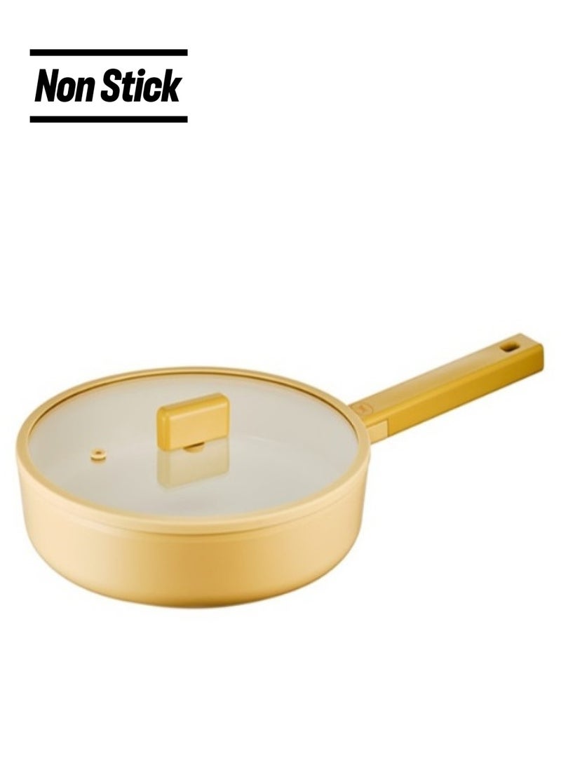 Hejmini Frypan 24 Cm With Glass Lid Modern Integrated Hand Yellow 24 cm