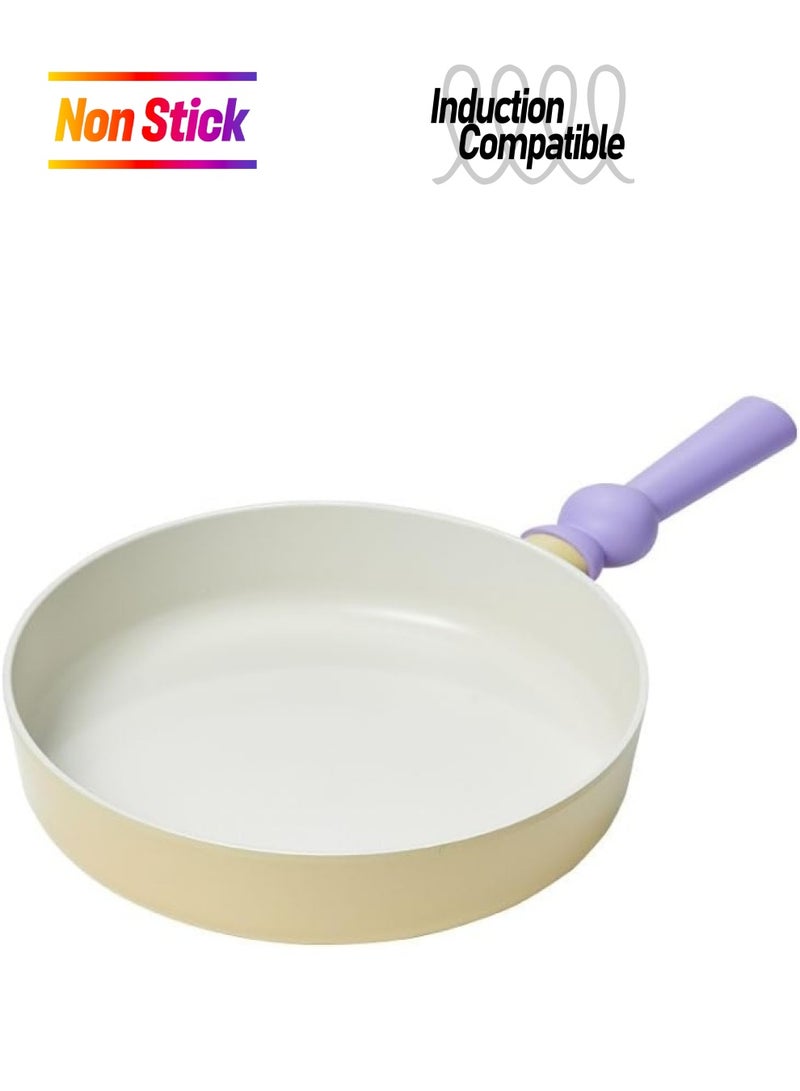 Better Finger Frypan 24 Cm For Stovetop And Induction Cream and Purple 24 Cm