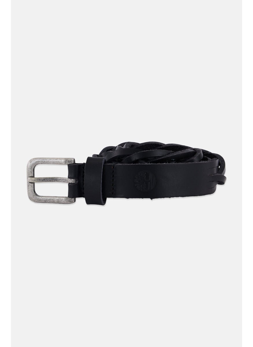 Women Braided Leather Belt, Black