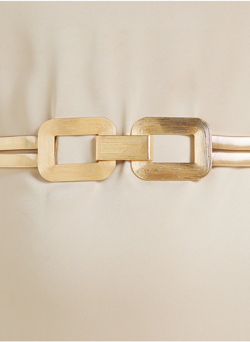 Double Buckle Statement Chain Belt