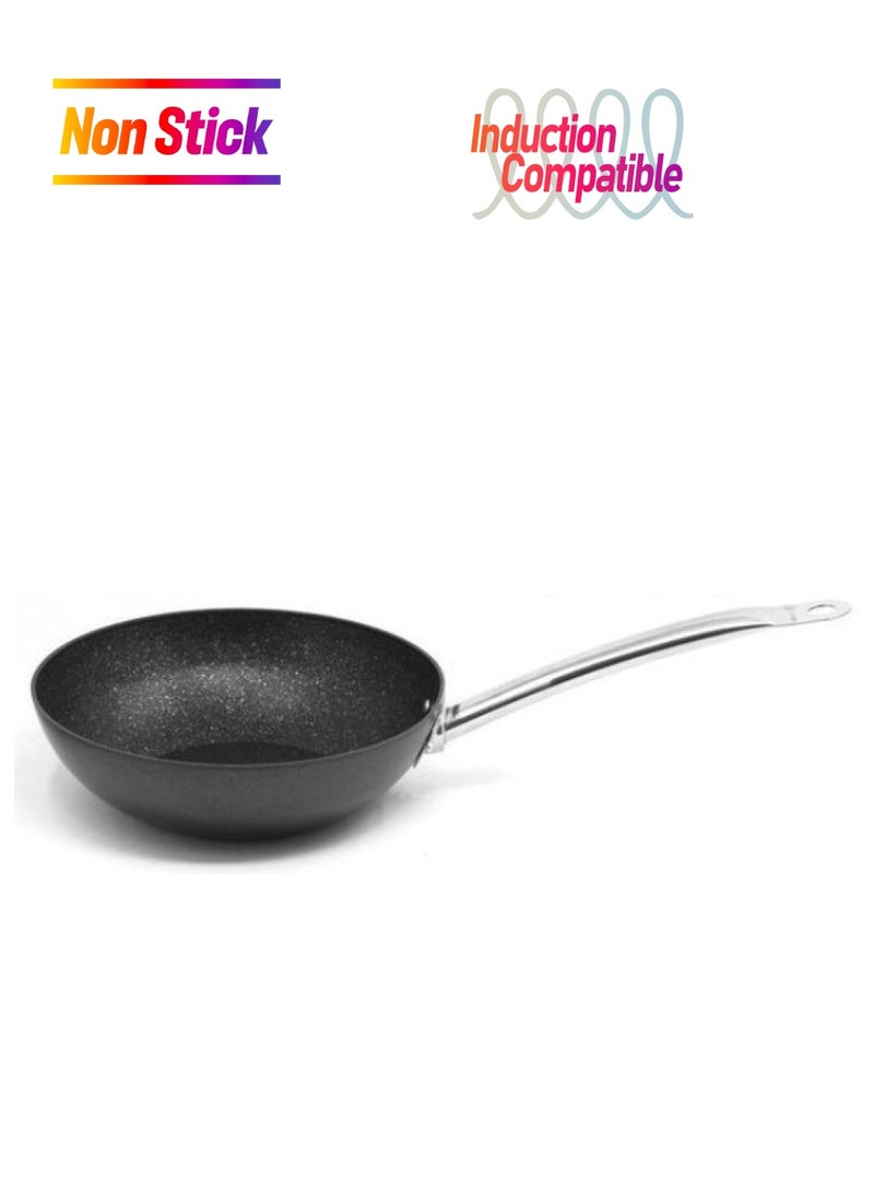 Proline Nero Wok Induction Compatible Non-Stick Pan With Marble Coating Forged Aluminum Cookware Black 30x8.6 cmcm