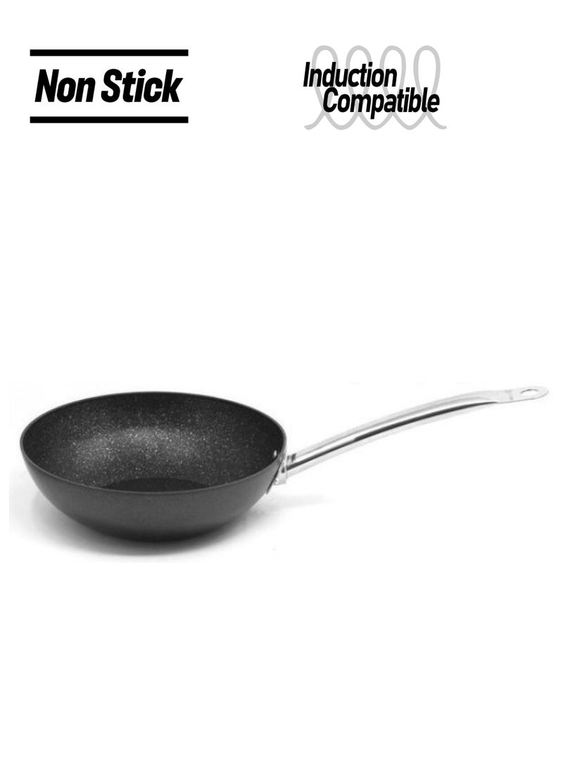 Proline Nero WokWok Induction Compatible Non-Stick Pan With Marble Coating Forged Aluminum Cookware Black 30x8.6 cmcm