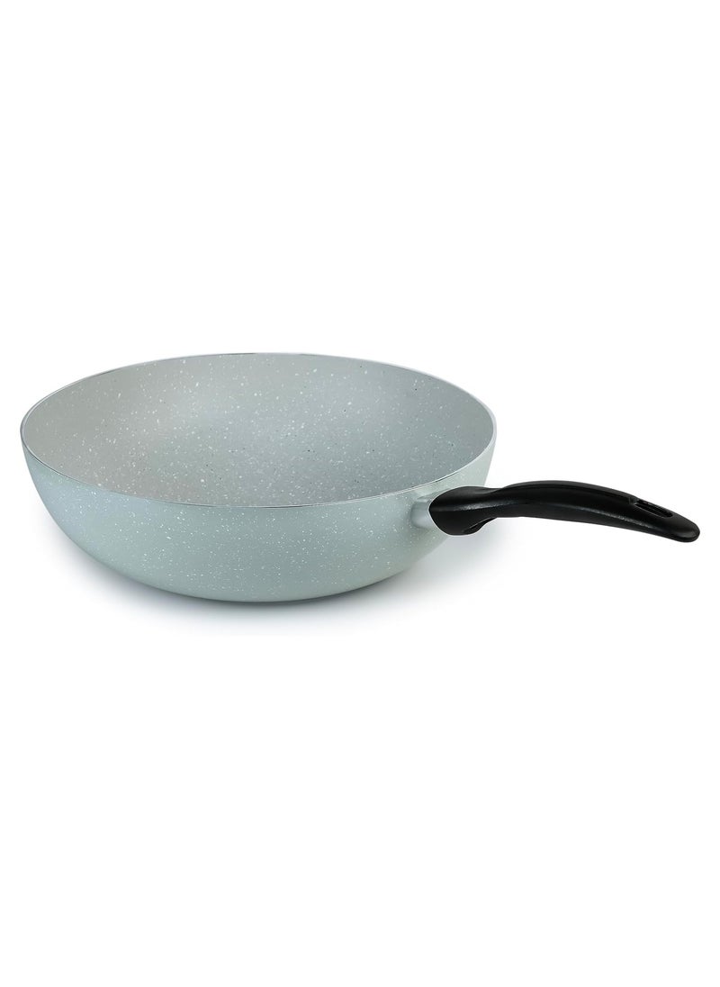 Wilson 26cm Aluminium Pressed Wok Pan, Non- Stick, Induction, Dual Marble coated - Green