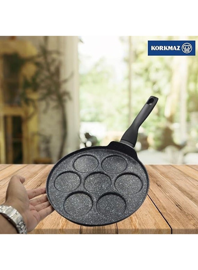 Nora Non-Stick Pancake Maker Pans 26cm | Granite Coated Pan Cake Maker Griddle with 7 Mould | KA2906