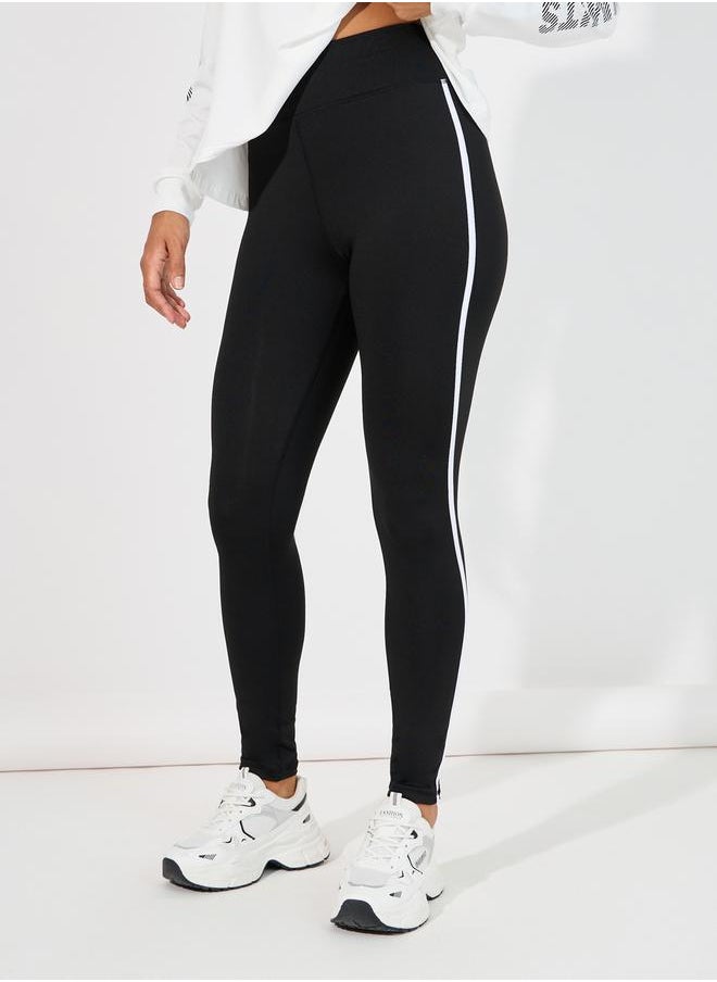 Arm Faded Text Effect Detail Deep Hem Back Hooded Top & Leggings Set