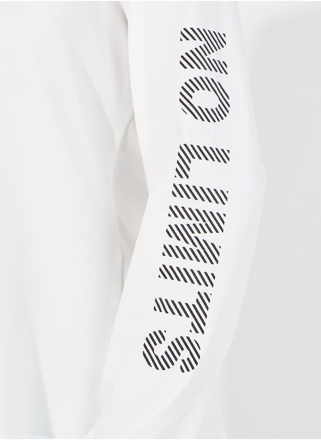 Arm Faded Text Effect Detail Deep Hem Back Hooded Top & Leggings Set