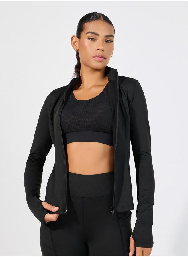 Multiple Placement Reflective Dot Detail Zip Up Jacket & Leggings Set