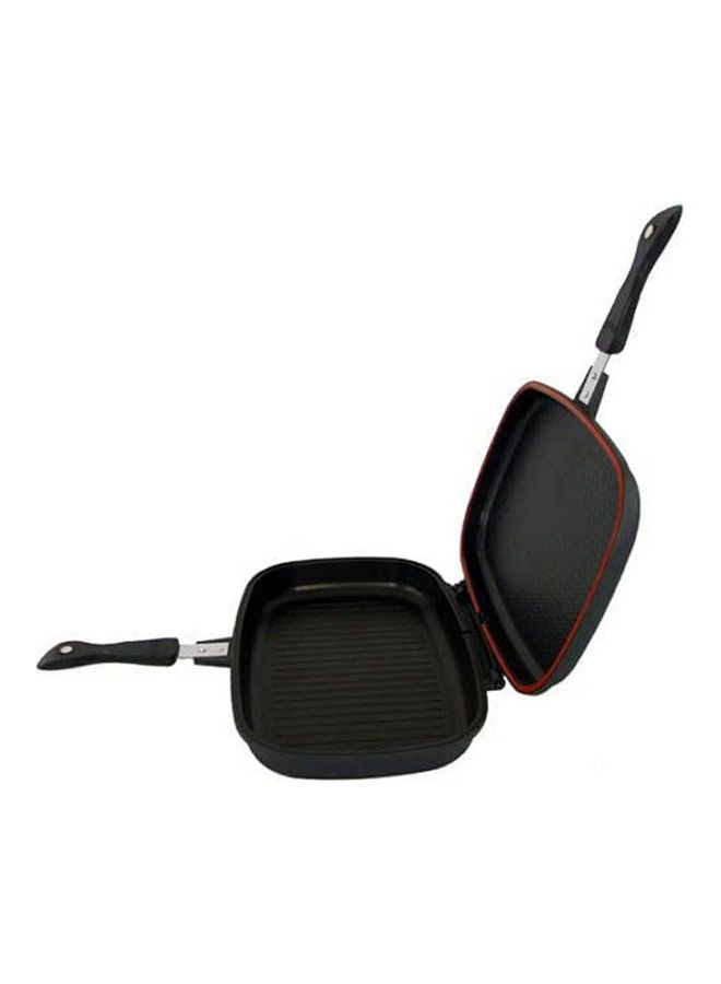 Aluminum Two-Sided Double Grill Non-Stick Pressure Pan Black 20cm