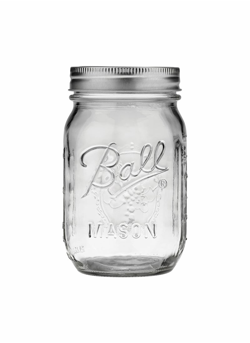 Ball Wide Mouth Jars (16 oz/Capacity) [6 Pack] with Airtight lids and Bands. For Canning, Fermenting, Pickling, Decor - Freezing, Microwave And Dishwasher Safe