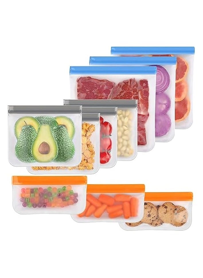 10-Pack Silicone Reusable Bags - Leakproof, Dishwasher Safe, BPA-Free Storage for Lunch, Food, and Travel - Includes Various Sizes for Versatile Use