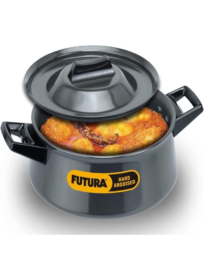 Futura Hard Anodised Handi Saucepan 3 Liter 21 cm 4.06 mm with 2 Short Handles Aluminium Black