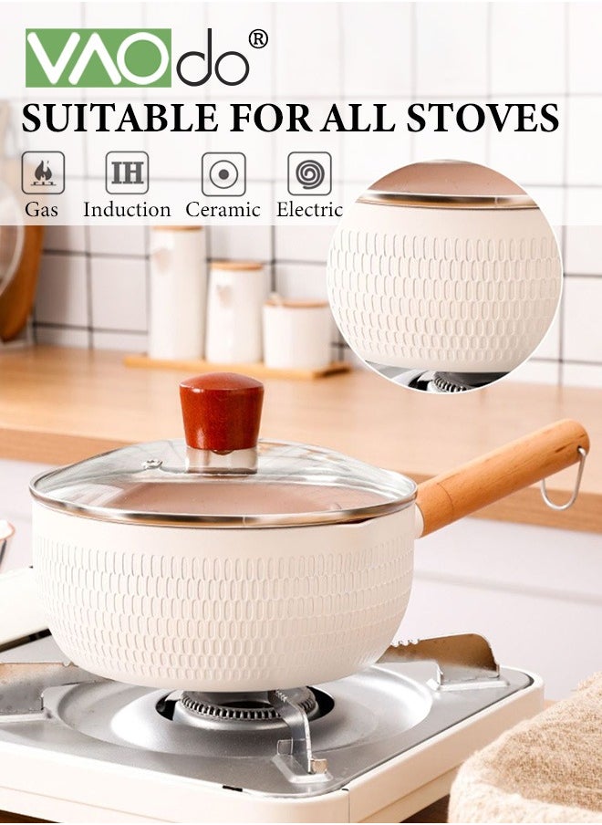 Stainless Steel Saucepan with Steamer Universal Milk Pot for All Stoves Lightweight Non-Stick Pan 22cm