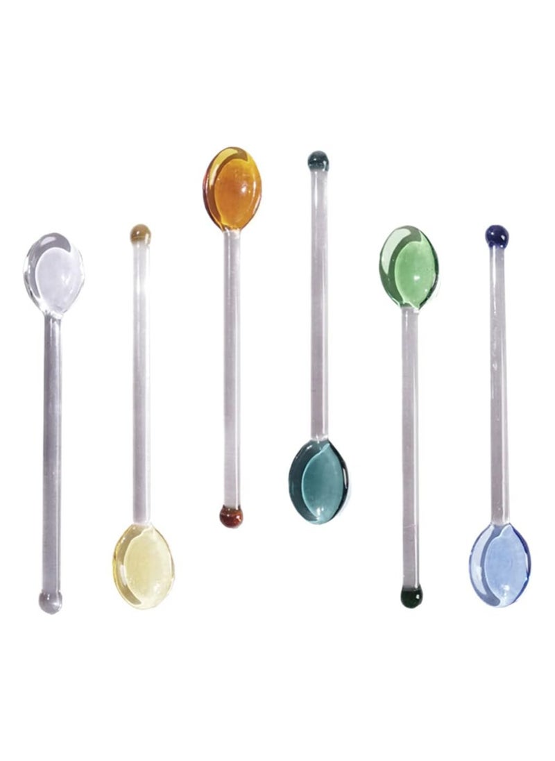 6PCS Heat-Resistant Glass Mixing Spoons, Stirring Spoons for Tea, Coffee, Cocktails, Ice Cream