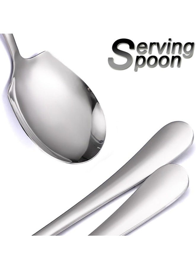 10Pcs Stainless Steel Large Serving Spoons Cook Serving Spoon Silver Long Handled Buffet Spoons Soup Spoon Cook Kitchen Tool for Catering Dinner Service.