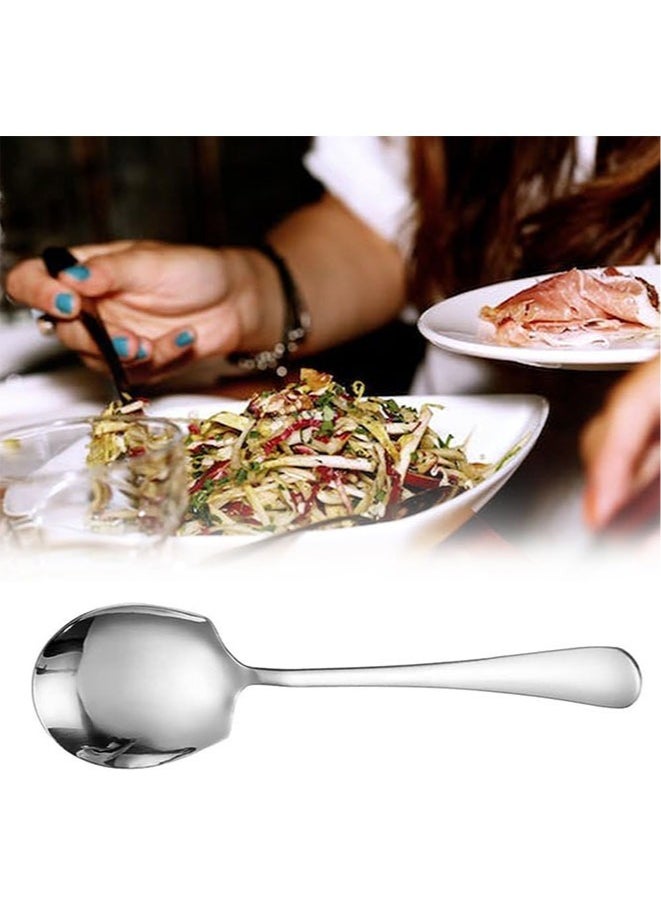 10Pcs Stainless Steel Large Serving Spoons Cook Serving Spoon Silver Long Handled Buffet Spoons Soup Spoon Cook Kitchen Tool for Catering Dinner Service.