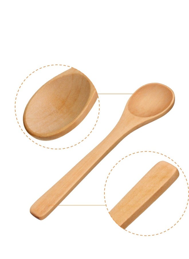 30 Pack Small Wooden Spoons, Mini Soup Spoons, Short Handle Mini Condiments Salt Spoons, Suitable for Coffee Tea Jam Mustard Ice Cream Milk Powder Spices