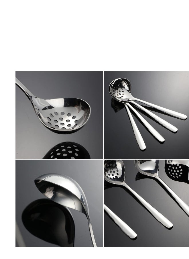 Stainless Steel Serving Spoons, 4 Pcs Catering Serving Utensils, Slotted Serving Spoons, Skimmer Perforated Spoons, Stainless Steel Buffet Banquet Spoons, for Party Buffet Catering Banquet