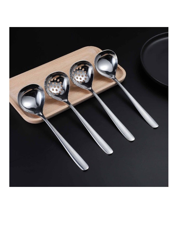 Stainless Steel Serving Spoons, 4 Pcs Catering Serving Utensils, Slotted Serving Spoons, Skimmer Perforated Spoons, Stainless Steel Buffet Banquet Spoons, for Party Buffet Catering Banquet