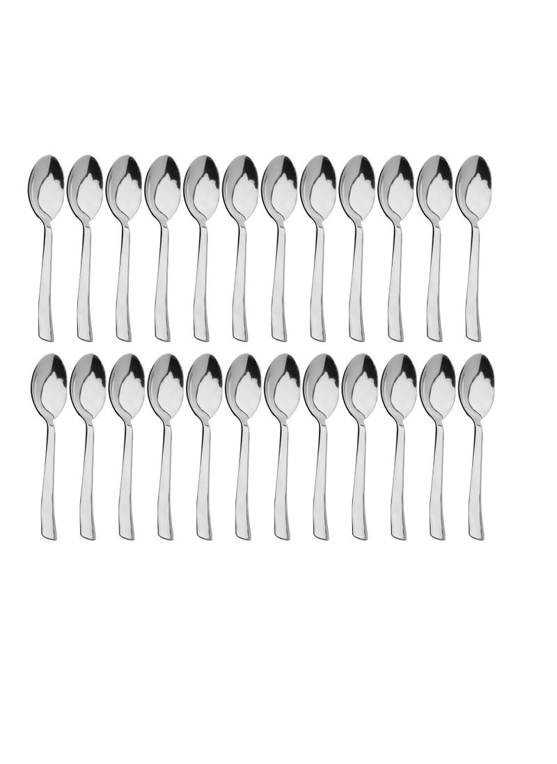 Parage 24 Pieces Stainless Steel Spoons Set, Dinner Spoon Length 16cm, Food Grade Silverware for Home & Kitchen- Mirror Polished, 24 Silver Spoons