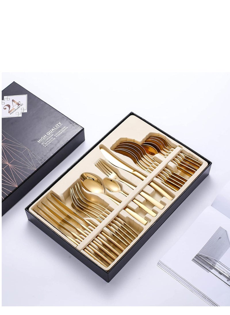 spoon set ,Stainless Steel Cutlery Set Gold 30 piece ,elegant look, gold spoon for dining