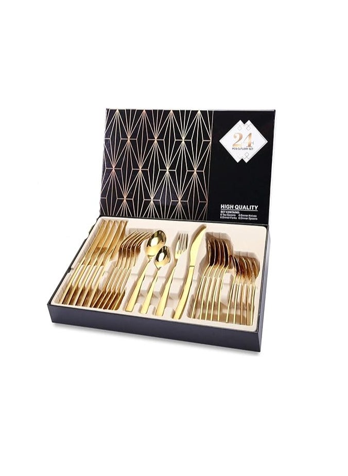 spoon set ,Stainless Steel Cutlery Set Gold 30 piece ,elegant look, gold spoon for dining