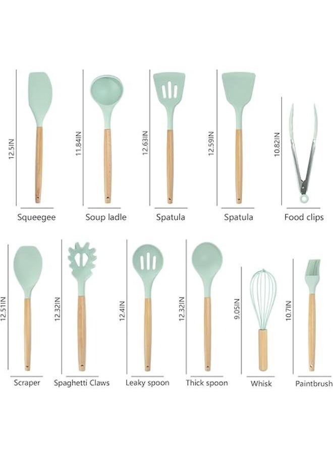 Kitchen Utensil Set 19 Piece Silicone - Non-Stick Cooking Tools Kit Includes Knives, Spatulas, Spoons, Ladles for Professional Chefs or Home Cooks