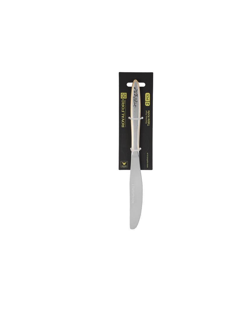 Royalford 2-piece Stainless Steel Table Knife- RF12553/ 23 cm, Stylish and Light-Weight Silver