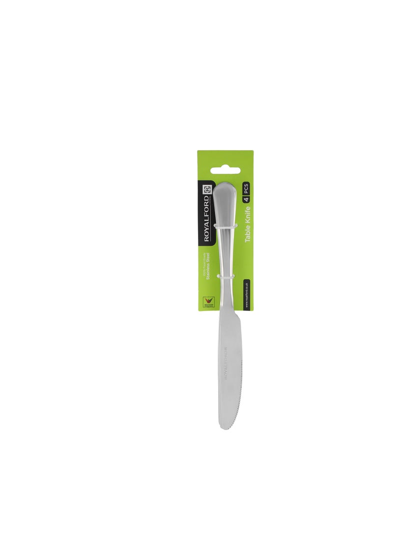 Royalford 4-piece Stainless Steel Table Knife- RF12545/ Stylish and Light-Weight/ 100% Food-Grade, Suitable for Dining Table Silver