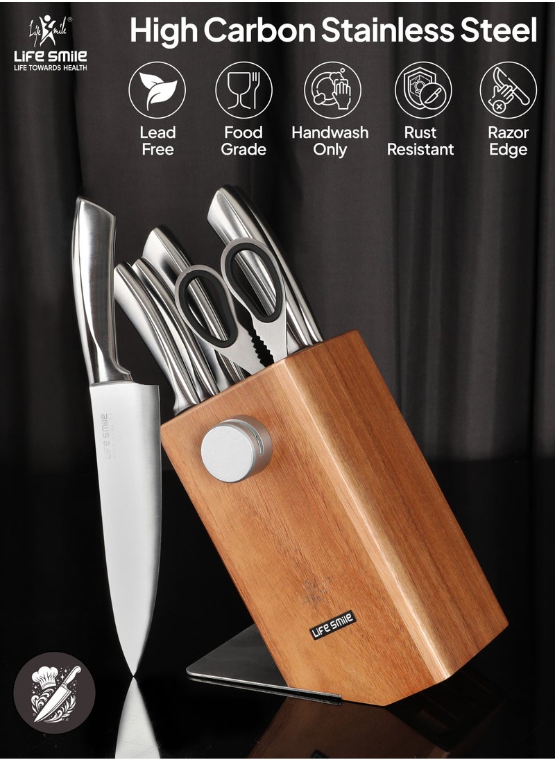 Kitchen Knife Set -Professional 8 PCS Knife Set With Wood block High Carbon Stainless Steel With Knife Sharpner - Ultra Sharp