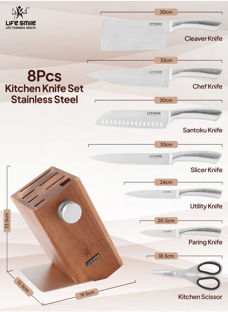 Kitchen Knife Set -Professional 8 PCS Knife Set With Wood block High Carbon Stainless Steel With Knife Sharpner - Ultra Sharp