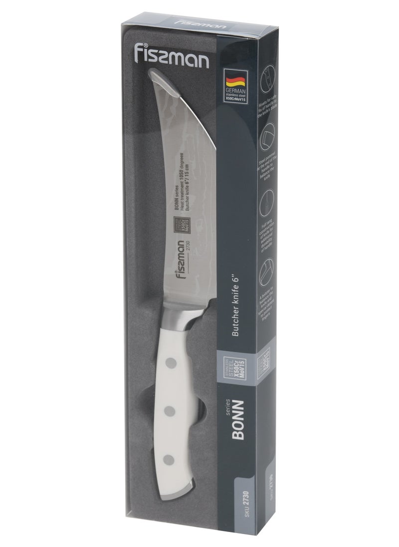 6'' Butcher Knife Bonn Series, with Sharp Blade and Sturdy Non Slip Handle, Minimalist Design, Stainless Steel, Suitable for Home Restaurant