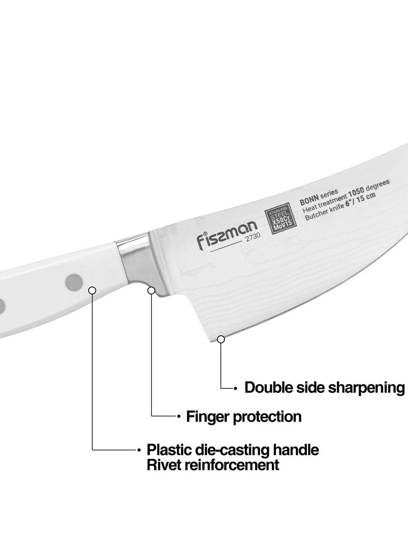 6'' Butcher Knife Bonn Series, with Sharp Blade and Sturdy Non Slip Handle, Minimalist Design, Stainless Steel, Suitable for Home Restaurant